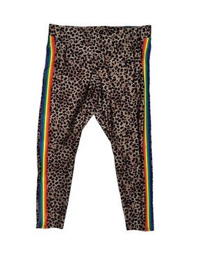 Torrid Leopard Print Leggings Rainbow Side Stripe Plus Size 2 NWT Stretch Active